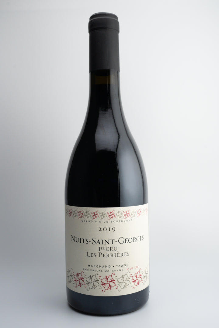 A bottle of 2019 Marchand Tawse Nuit St. Georges 1er Cru &
