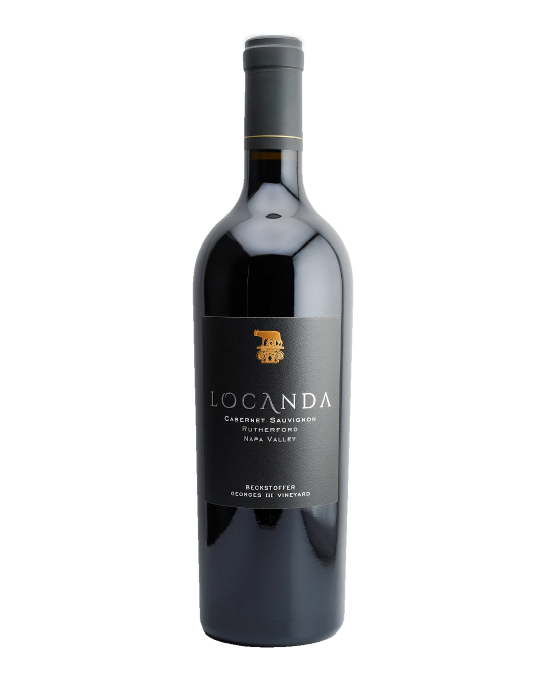 A bottle of 2021 Locanda Estate Beckstoffer Georges III Cabernet Sauvignon, Napa Valley, California.