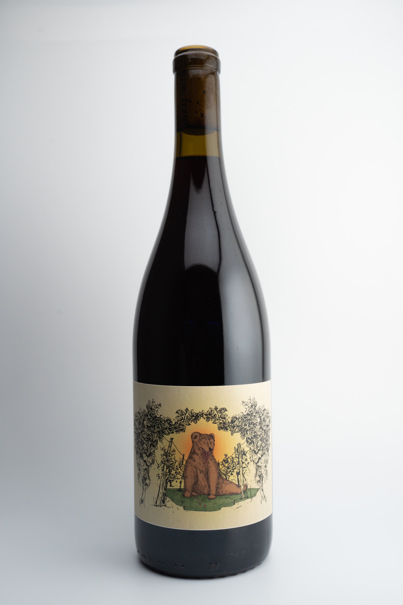A bottle of 2022 Brij 'Oso Rouge' wine with a label depicting a vineyard scene, indicating the wine is from the San Luis Obispo Coast, California.