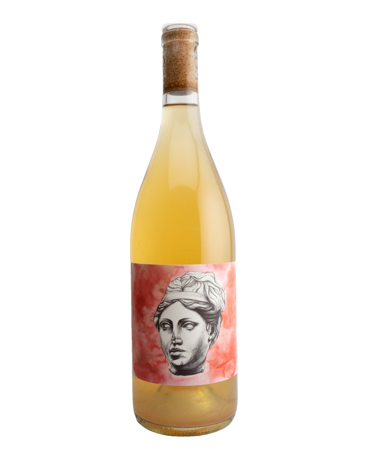 A bottle of 2023 End of Nowhere 'Little Faith' Skin Contact wine with a label depicting a classical sculpture or bust.