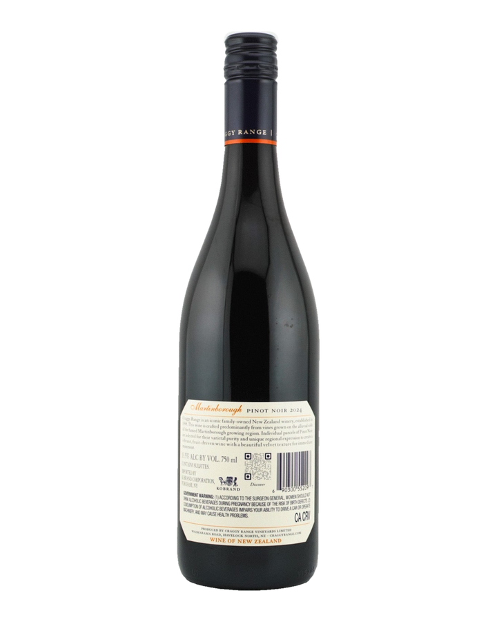 Bottle of Craggy Range Pinot Noir, Martinborough, New Zealand 2024