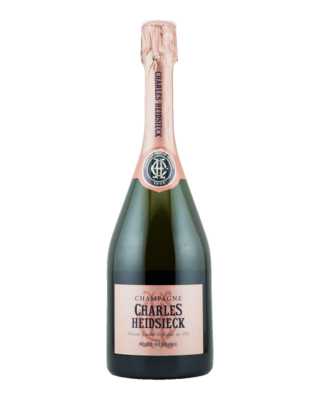 Bottle of Charles Heidsieck rose champagne