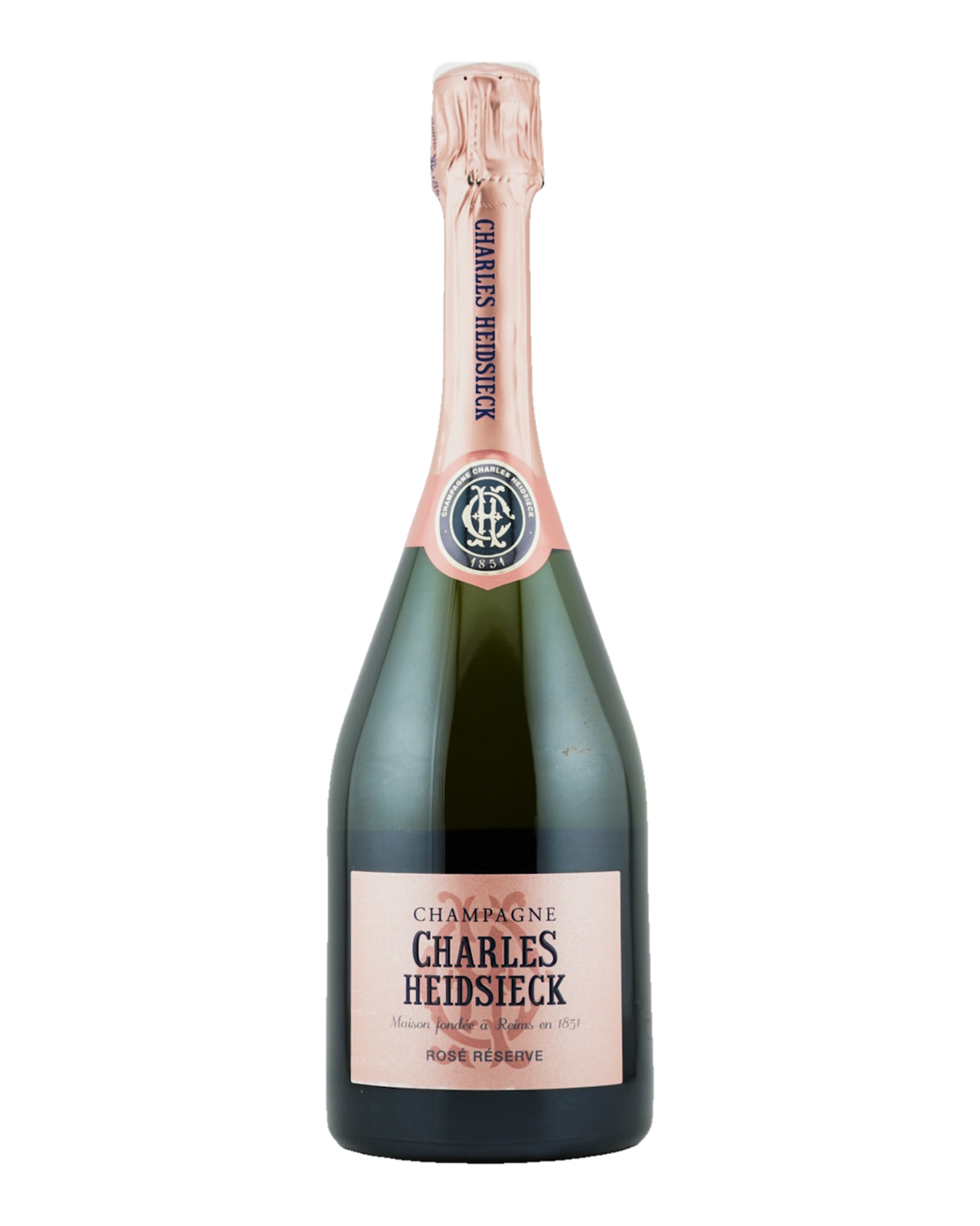 Bottle of Charles Heidsieck rose champagne