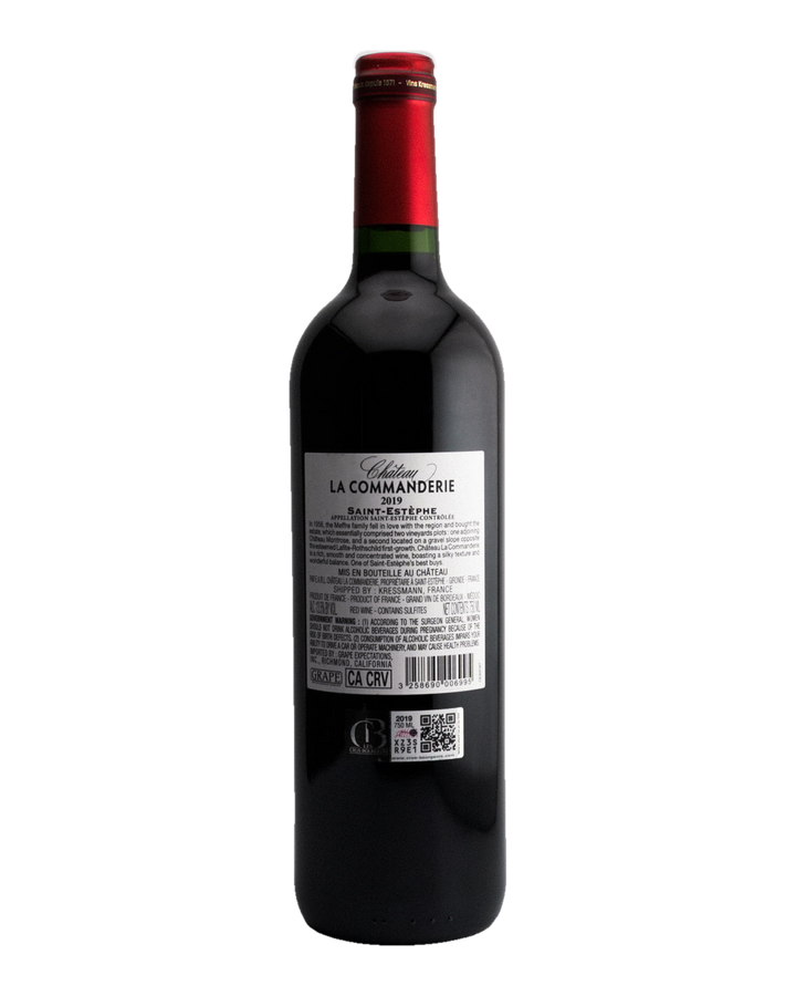 Bottle of Château La Commanderie Saint Estèphe Cru Bourgeois, Bordeaux, France 2019
