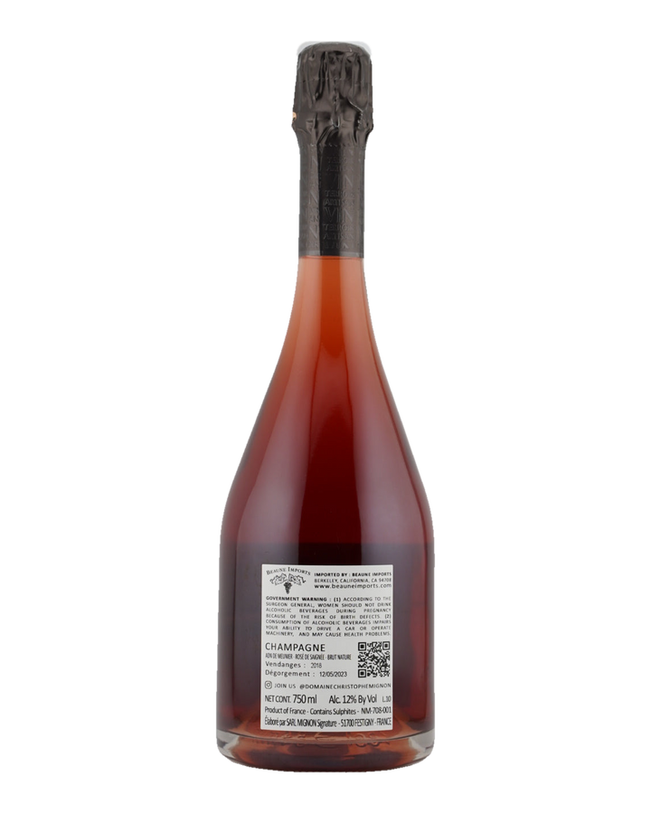 Bottle of Christophe Mignon Brut Nature Rosé de Saignée Champagne NV