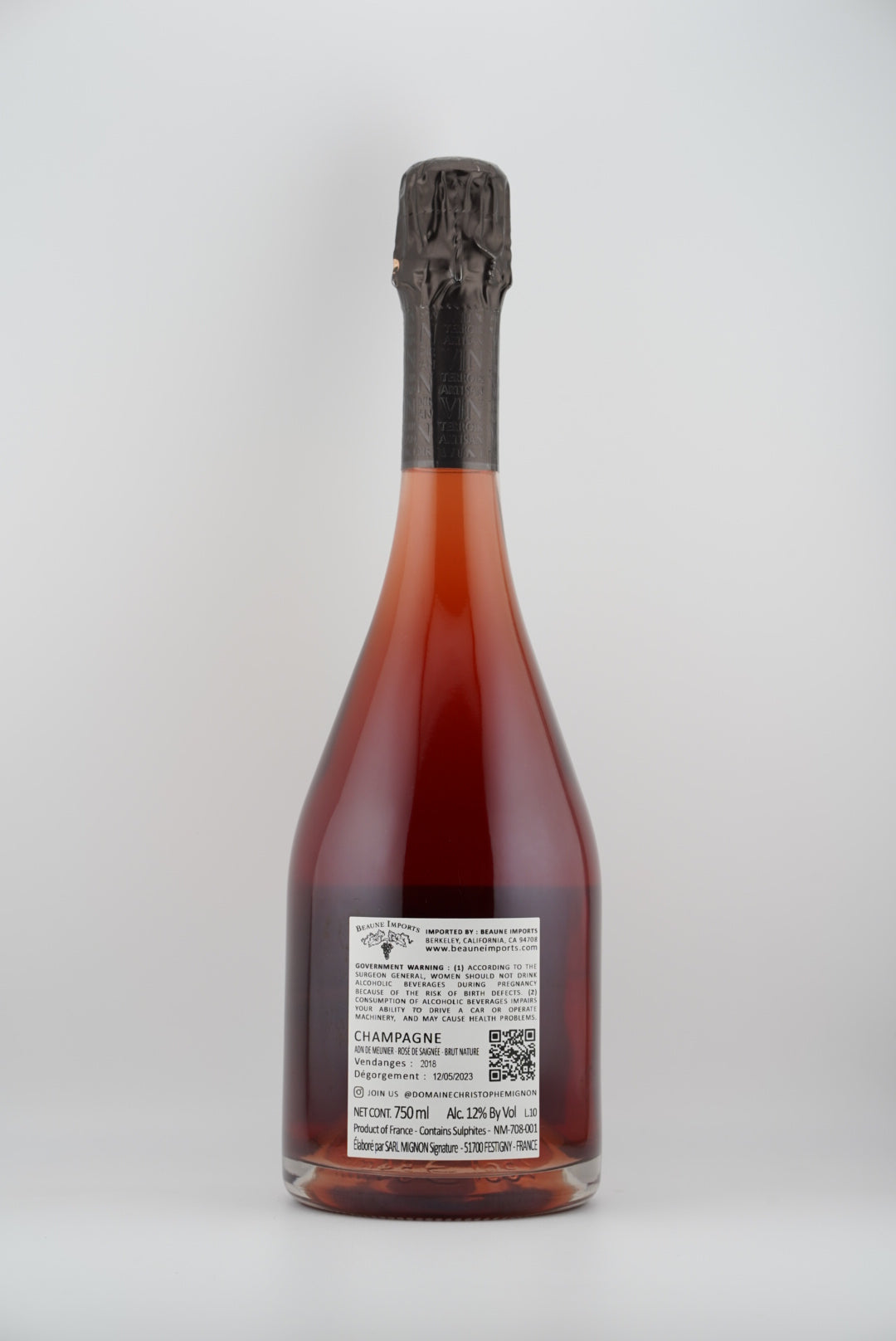 Christophe Mignon Brut Nature Rosé de Saignée Champagne NV