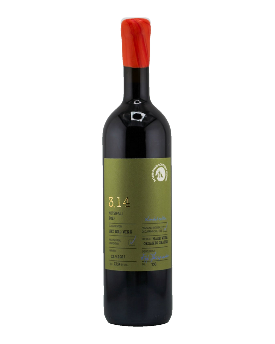 Bottle of Domaine Paterianakis ‘3.14’ Kitsifali, Crete P.G.I, Greece 2023