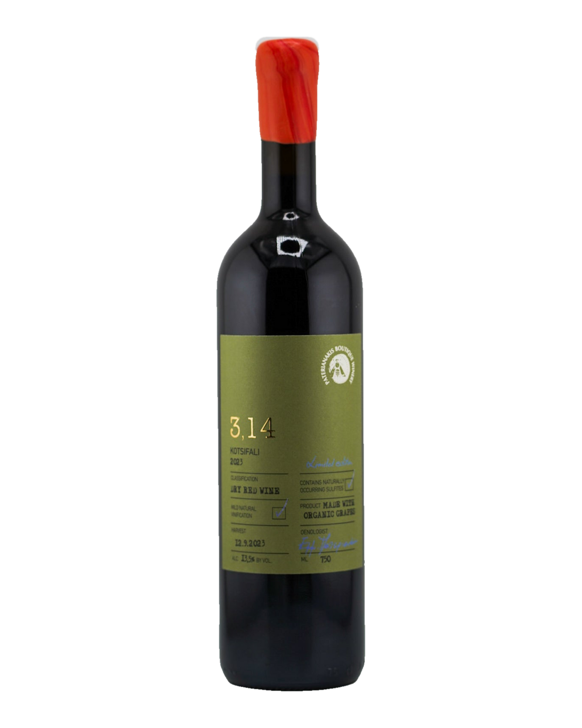 Bottle of Domaine Paterianakis ‘3.14’ Kitsifali, Crete P.G.I, Greece 2023