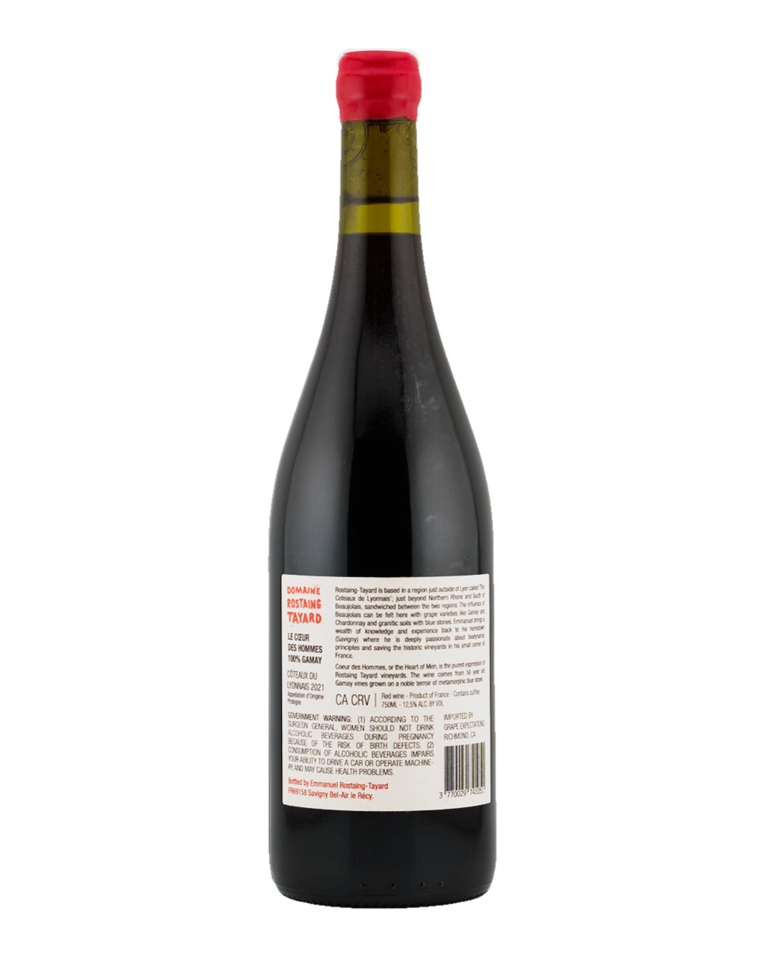 Bottle of Domaine Rostaing-Tayard "Le Coeur des Hommes" Côteaux du Lyonnais IGP, France, 2021