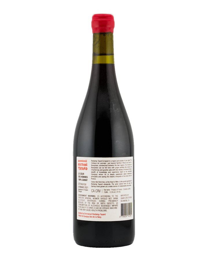 Bottle of Domaine Rostaing-Tayard "Le Coeur des Hommes" Côteaux du Lyonnais IGP, France, 2021