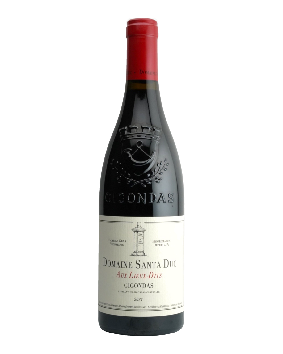 Bottle of Domaine Santa Duc “Aux Lieux-Dits”, Gigondas, Southern Rhone Valley, France 2021