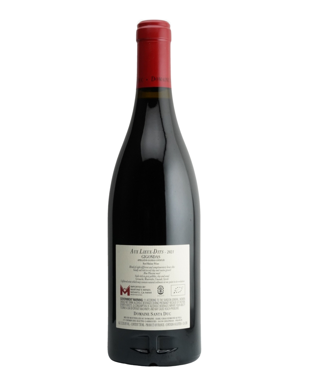 Bottle of Domaine Santa Duc “Aux Lieux-Dits”, Gigondas, Southern Rhone Valley, France 2021
