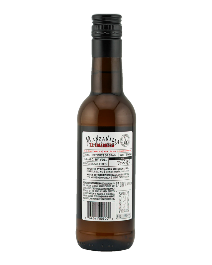 Bottle of La Cigarrera Manzanilla Sherry, Sanlúcar de Barrameda, Jerez, Spain (375ml) NV