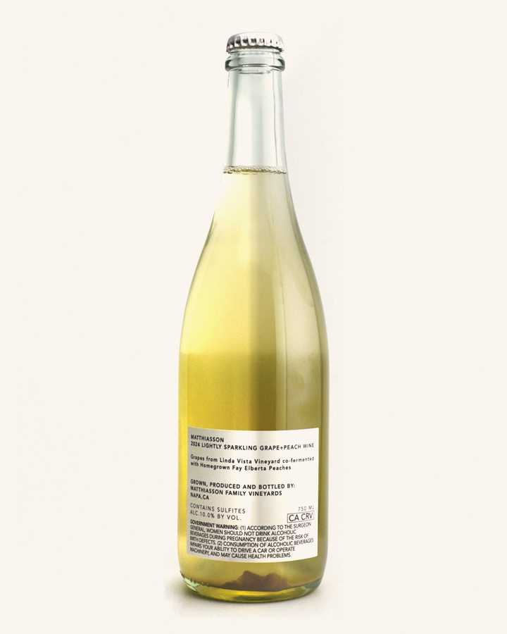 Bottle of Matthiasson Peach + Grape Sparkling Wine, Napa Valley, California 2024