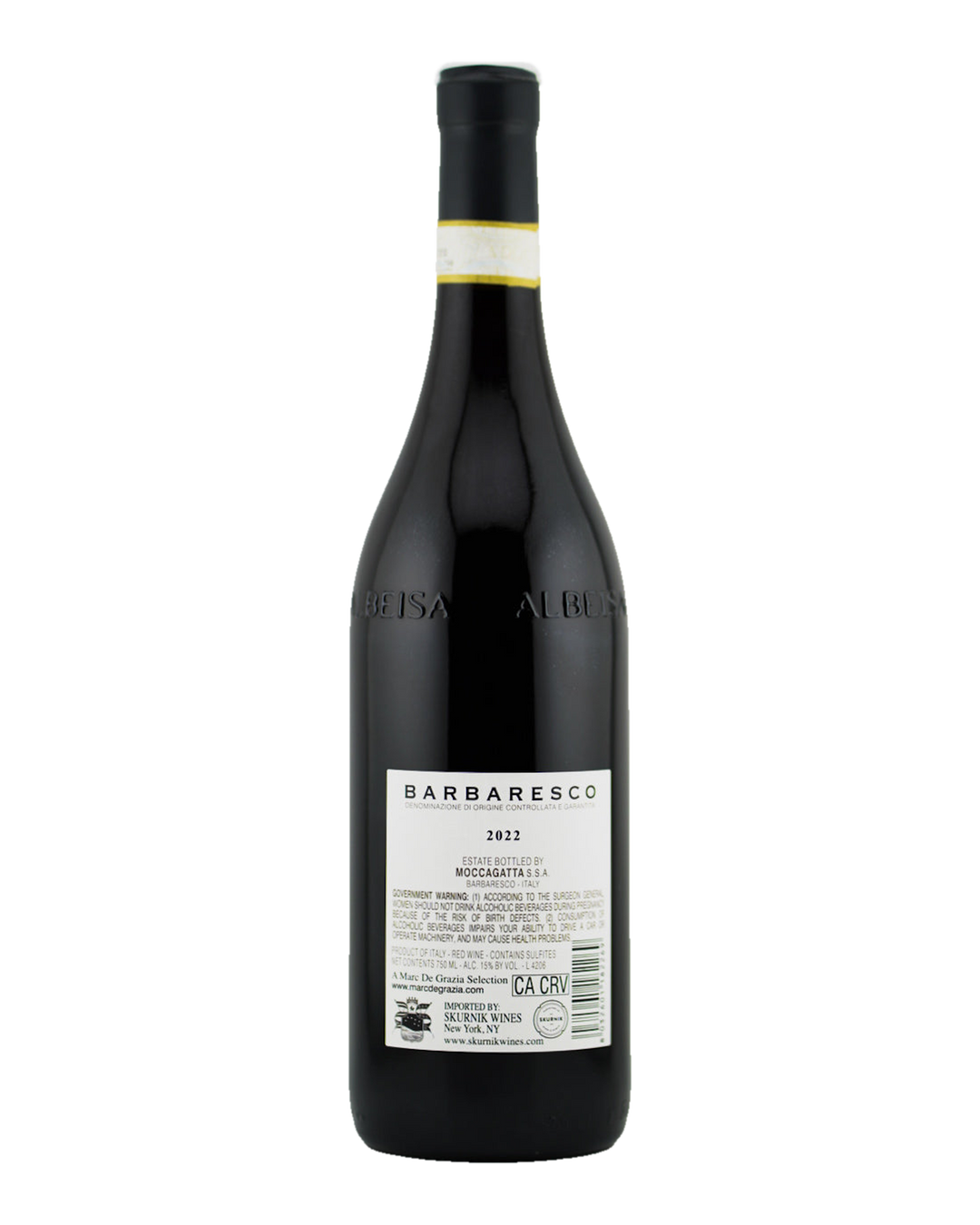 Bottle of Moccagatta Barbaresco DOCG, Piedmont, Italy 2022