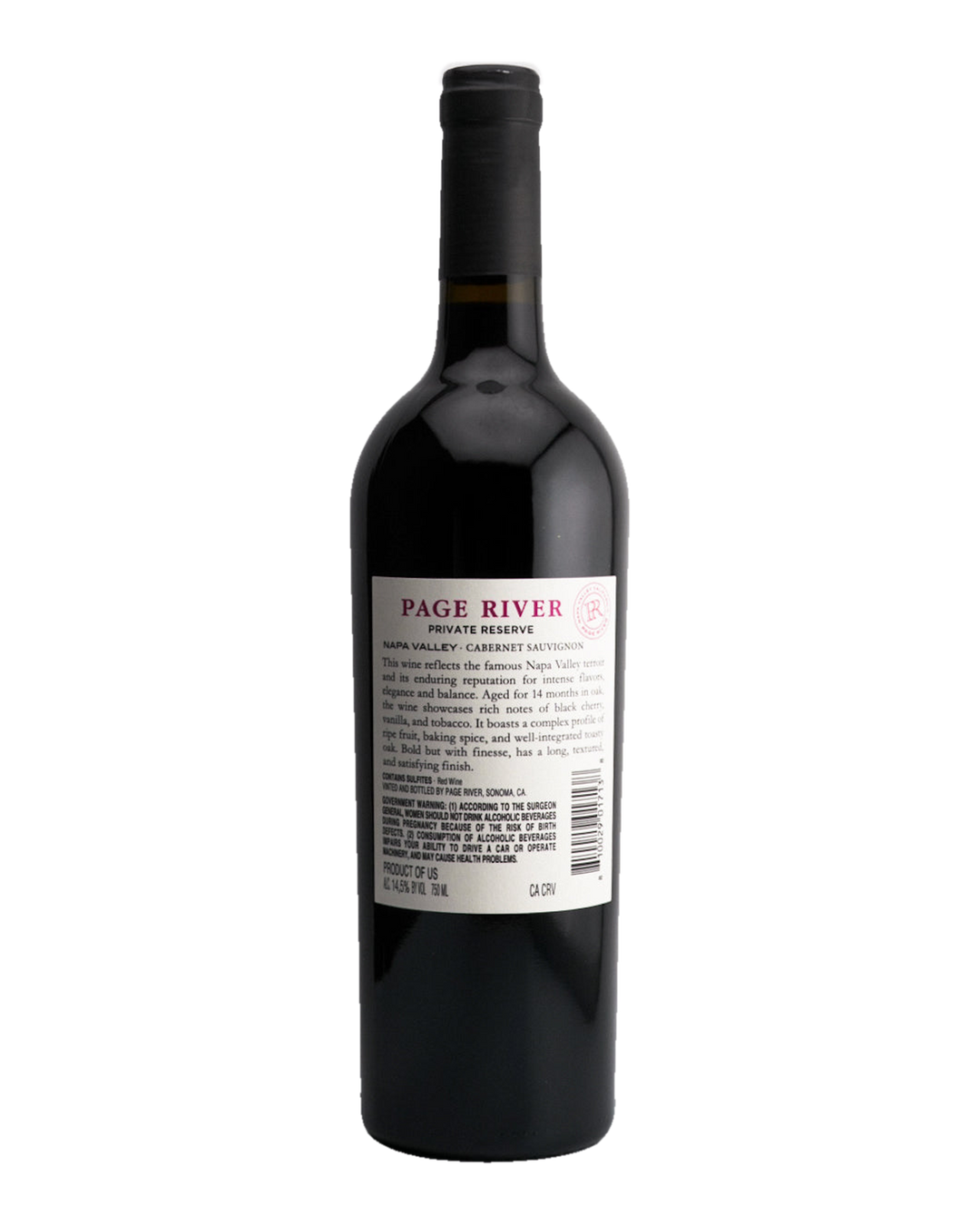 Bottle of Page River "Private Reserve" Cabernet Sauvignon, Napa Valley, California 2022