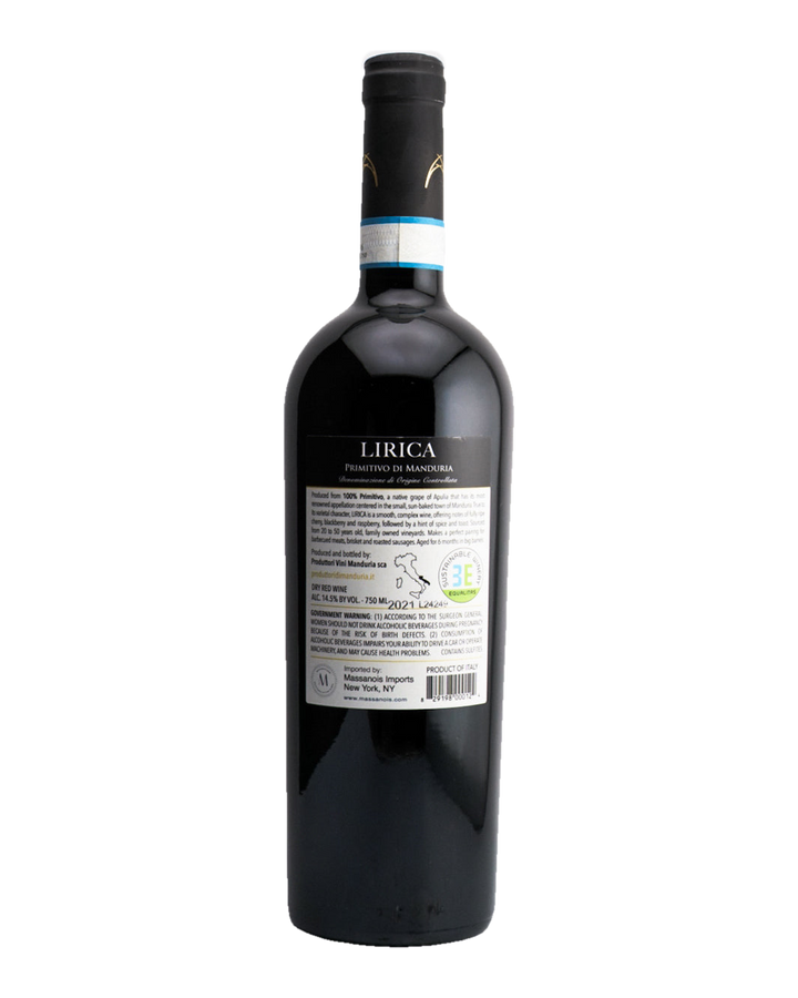 Bottle of Produttori Di Manduria "Lirica" Primitivo di Manduria DOC, Puglia, Italy 2022