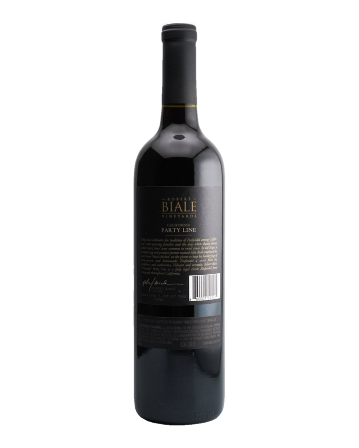 Bottle of Robert Biale "Party Line" Zinfandel, California, 2023
