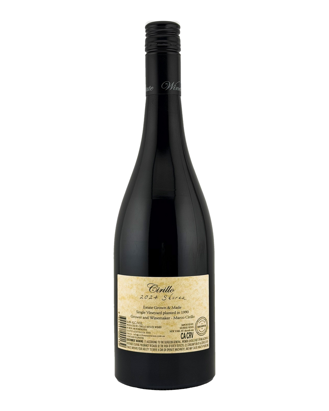 Bottle of Cirillo Single Vineyard Shiraz, Barossa Valley, South Australia 2024