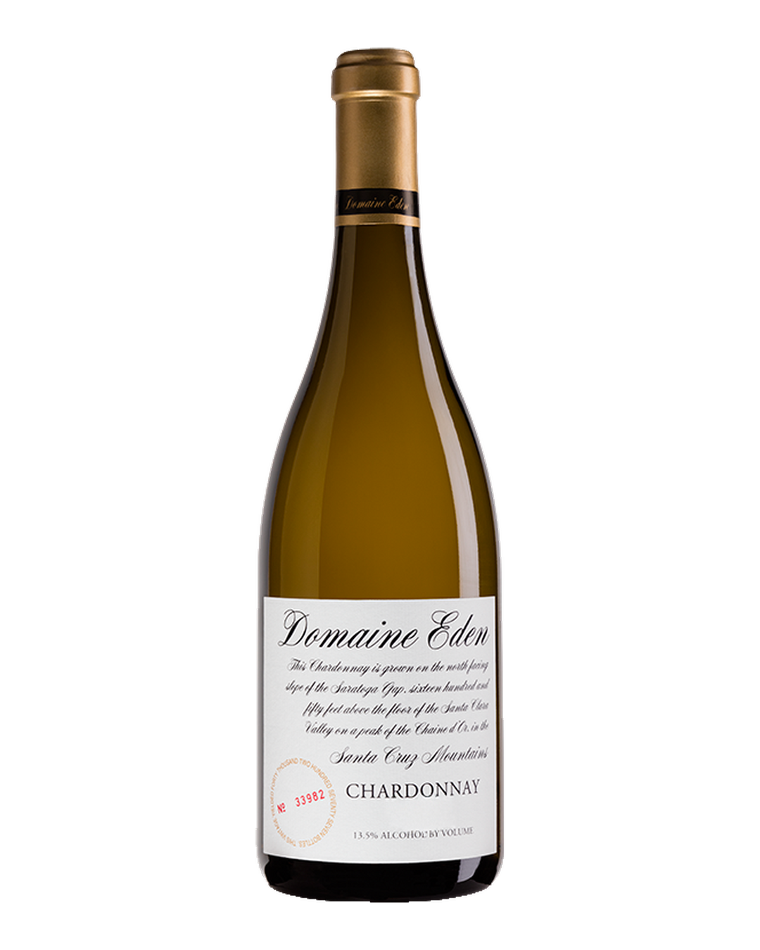 Bottle of Domaine Eden Chardonnay, Santa Cruz Mountains, California 2021