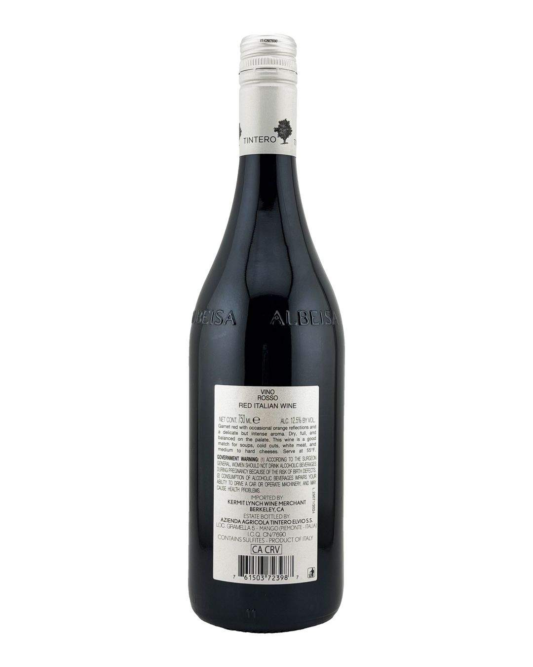 Bottle of Elvio Tintero Vino Rosso, Piedmont, Italy NV (2024)