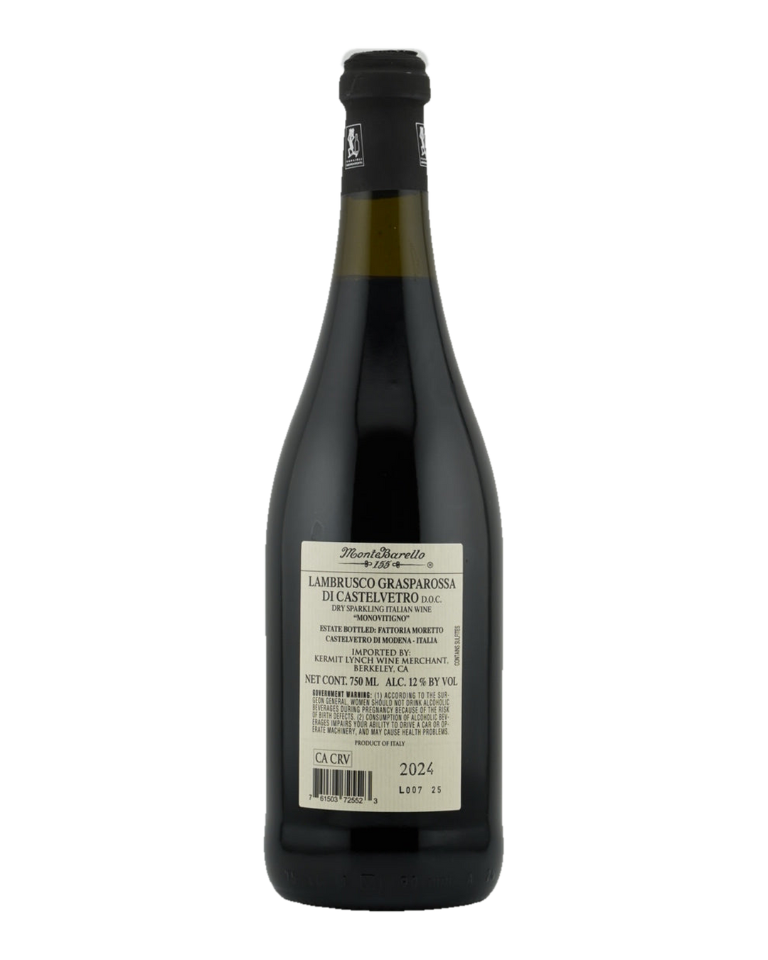 Bottle of Fattoria Moretto Lambrusco Grasparossa di Castelvetro “Monovitigno” 2024