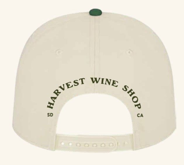 Beige cap with 'Harvest Wine Shop' text on a white background