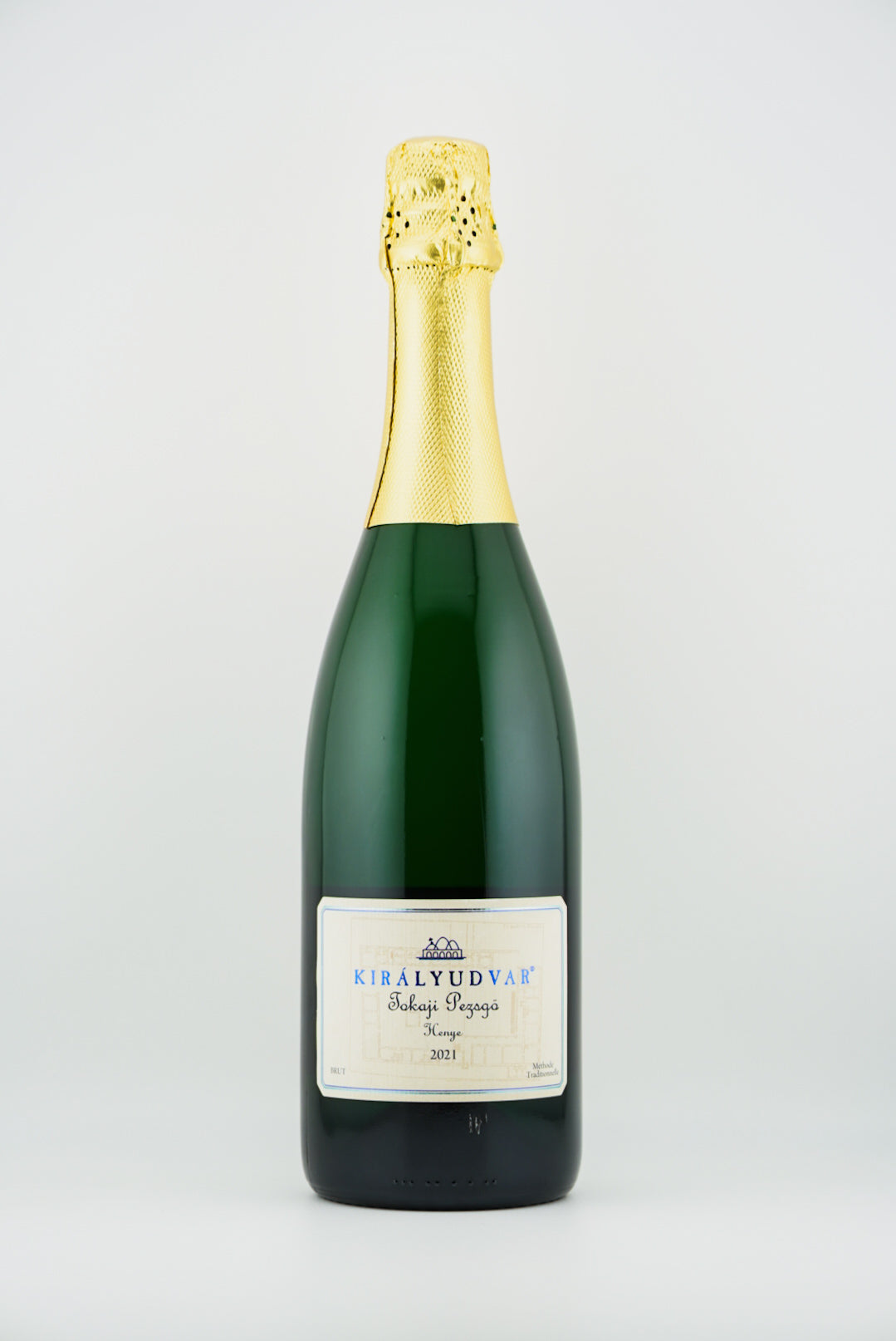 Bottle of Kiralyudvar sparkling wine on a white background