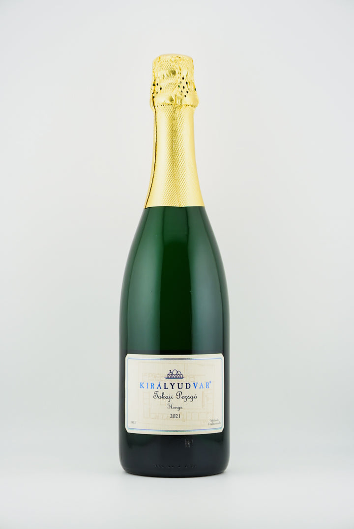 Bottle of Kiralyudvar sparkling wine on a white background
