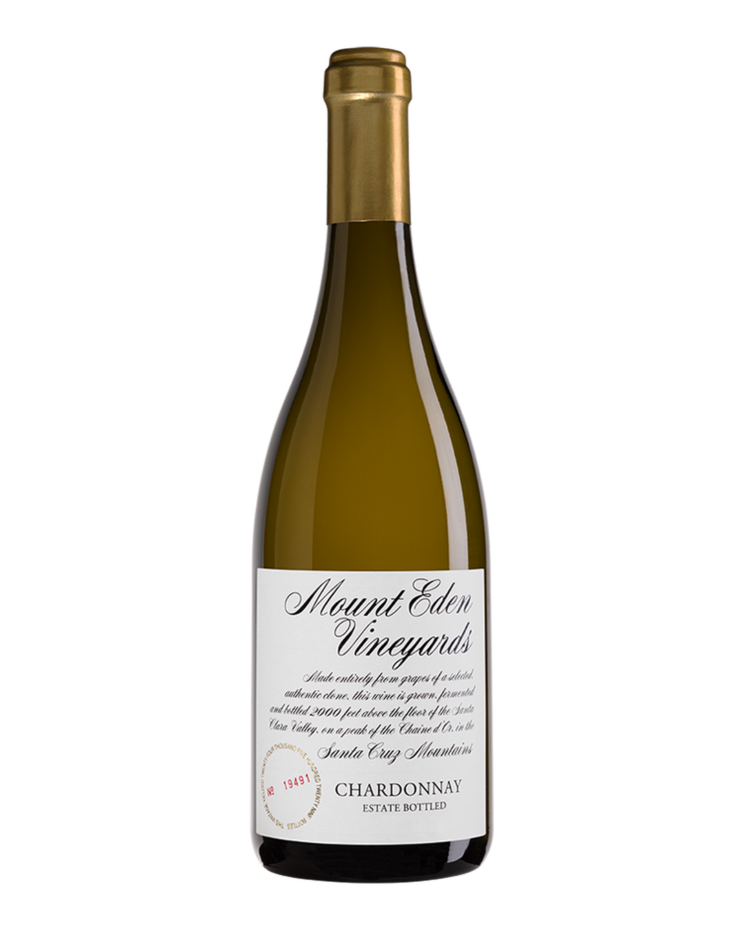 Mount Eden Vineyards Estate Chardonnay, Santa Cruz Mountains, California 2021 bottle shot