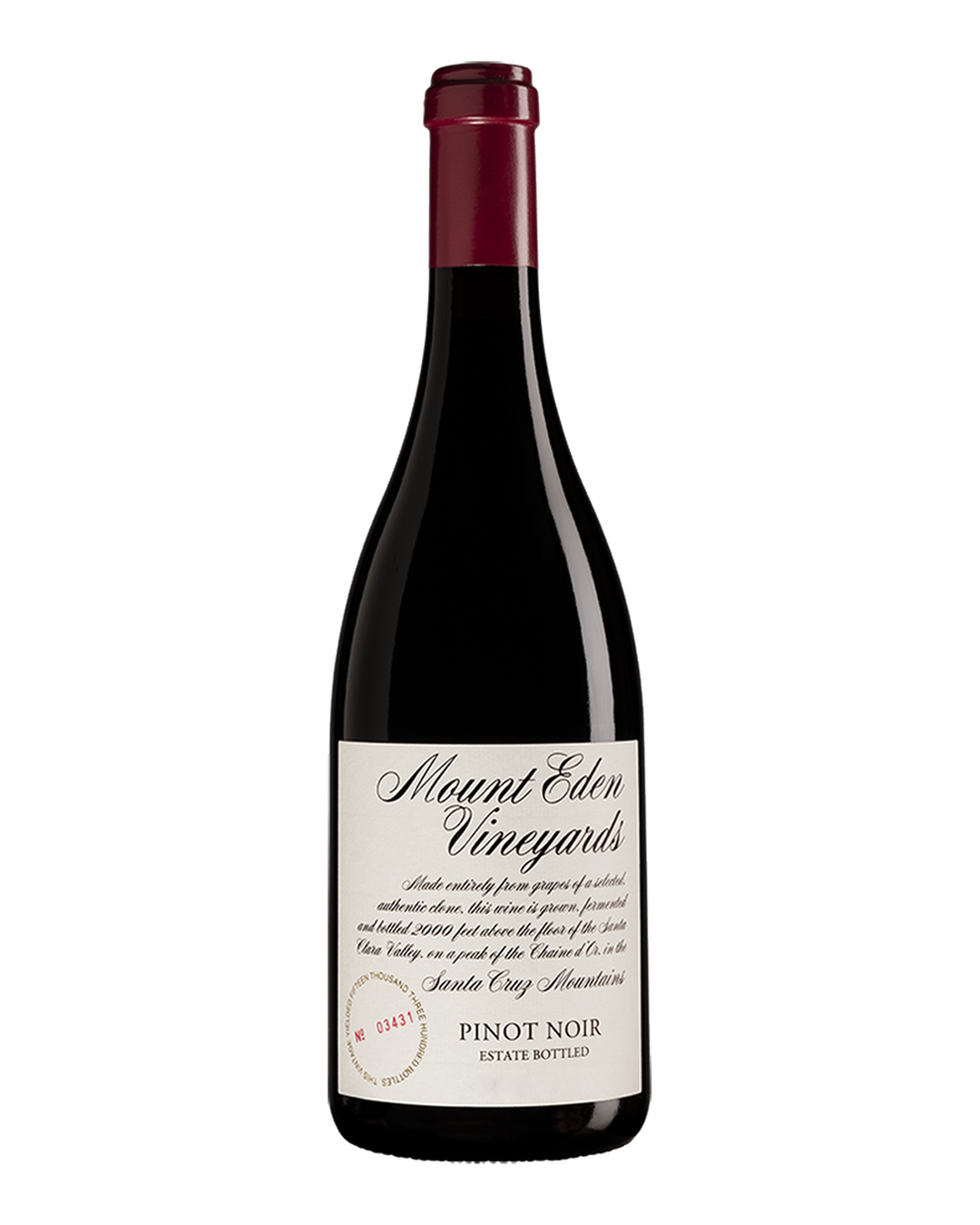 Mount Eden Vineyards Estate Pinot Noir, Santa Cruz Mountains, California 2021 bottle shot
