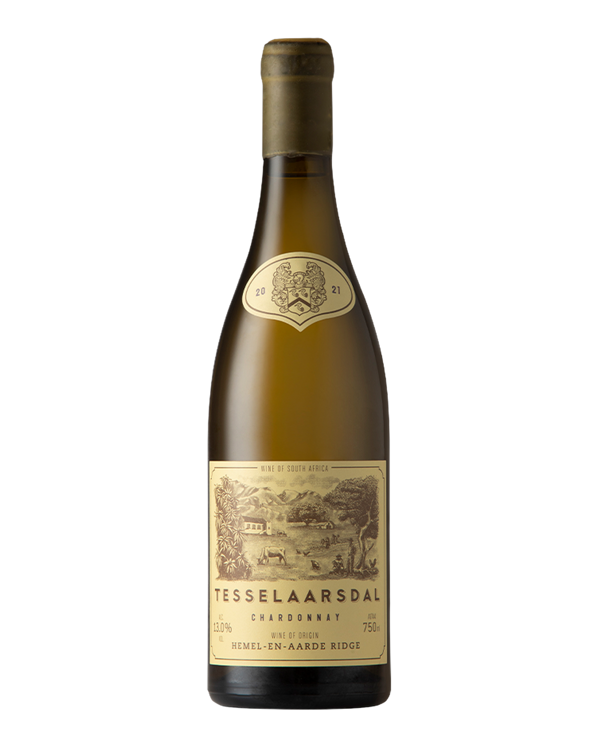 Bottle of Tesselaarsdal Chardonnay, Hemel-en-Aarde Ridge, South Africa 2021