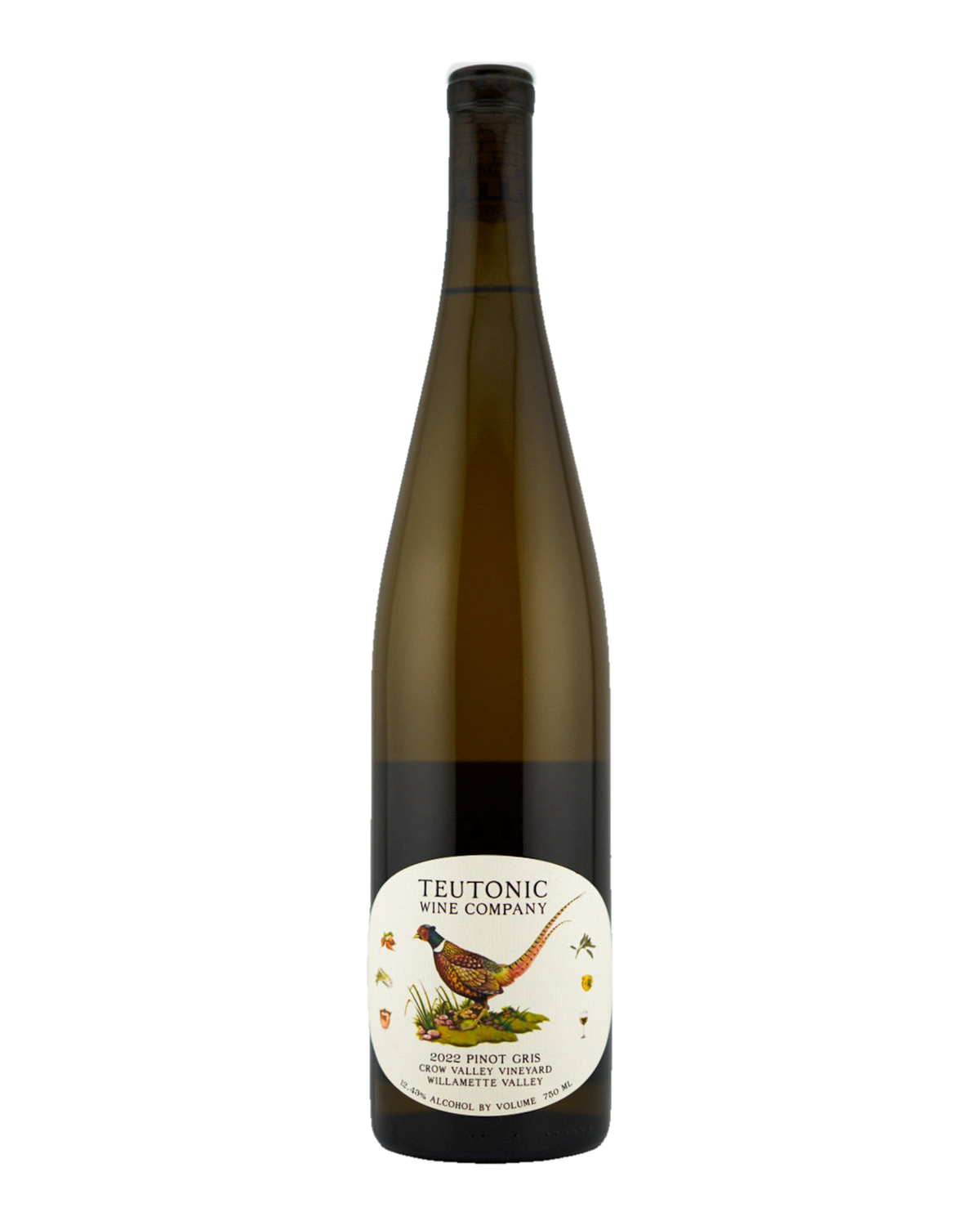 Bottle of Teutonic Pinot Gris, Crow Valley Vineyard, Willamette Valley, Oregon 2022