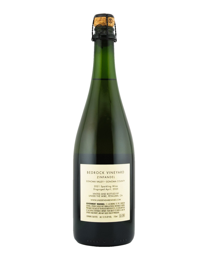 Bottle of Under the Wire, Bedrock Vineyard Old Vine Sparkling Zinfandel, Sonoma, California 2019
