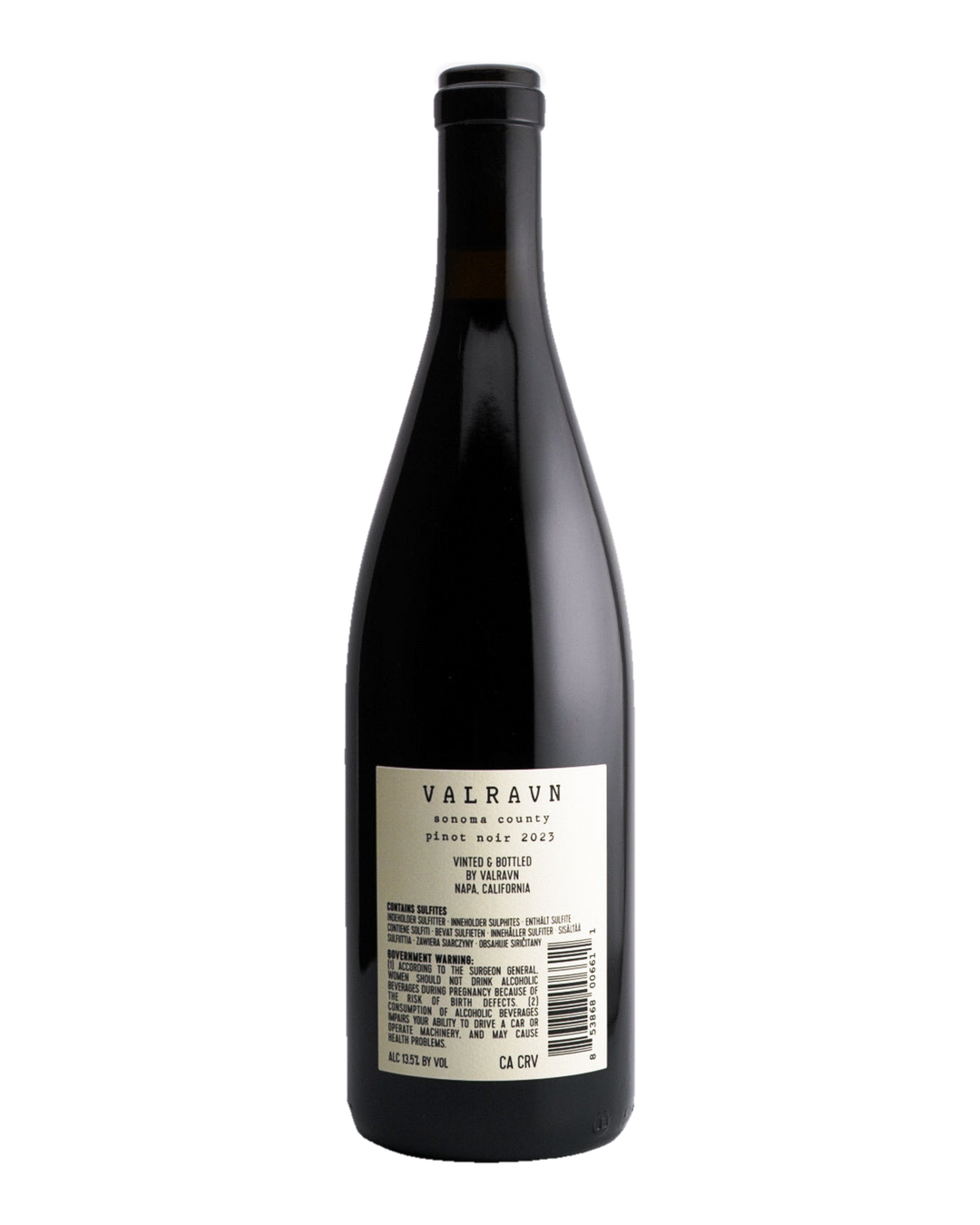 Bottle of Valravn Pinot Noir, Sonoma County, California 2023