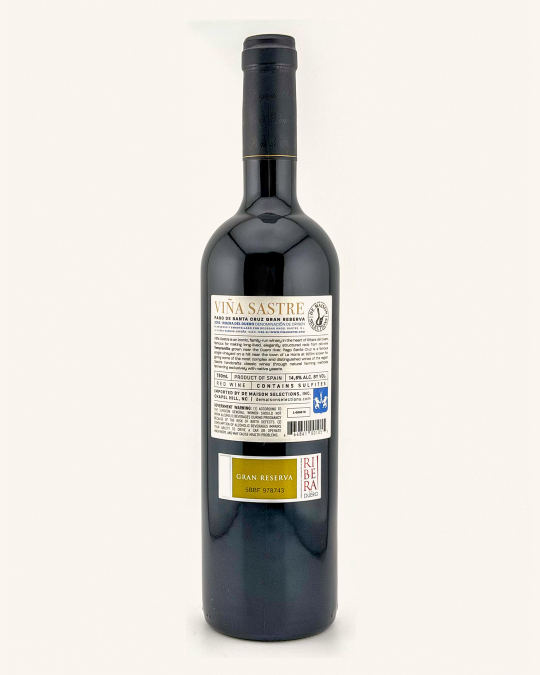 Bottle of Viña Sastre “Pago de Santa Cruz” Gran Reserva, Ribera del Duero, Spain 2015